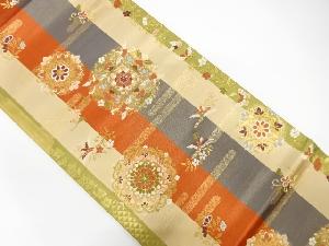 華文に花喰い鳥模様織り出し袋帯